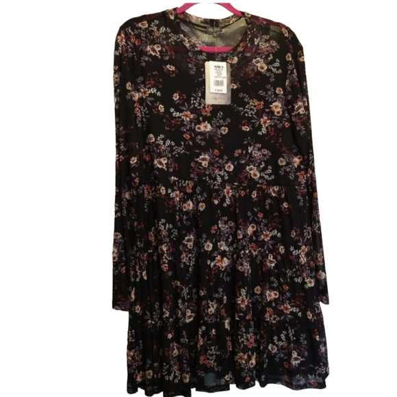 Lily Rose Dresses & Skirts - NEW Lily Rose Long Sleeve Black Floral Lined Dress XXL